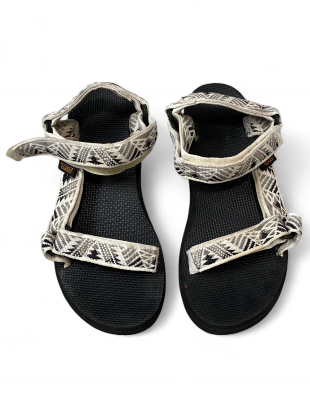 Teva Original Universal Black Sandals with Gray and Black Boho Print Straps